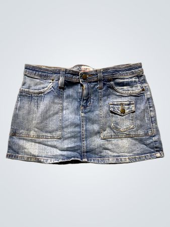 No Boundaries Stretch Denim Skirt with Embellished Pockets