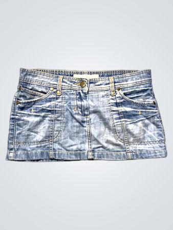 inf denim blue wash denim mini skirt