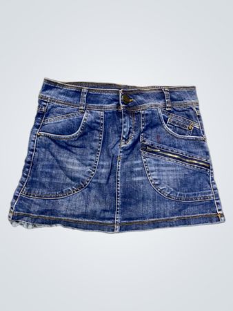 Blauer Denim Minirock mit Reißverschlusstaschen