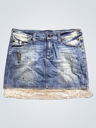 Bebe Denim-Minirock mit Paillettenbesatz