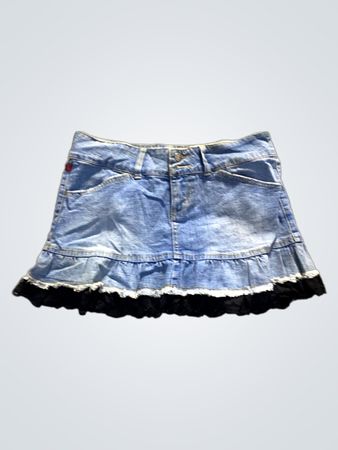 YMI Denim Minirock mit Spitzendetails