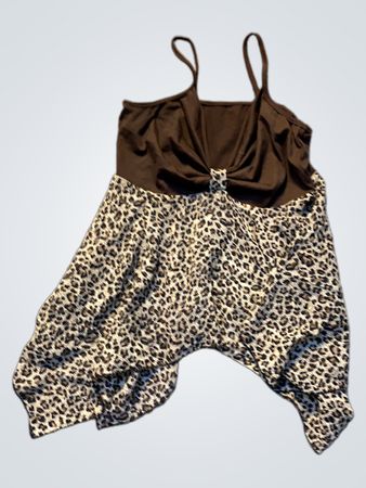Braun und Leopardenmuster Camisole Playsuit