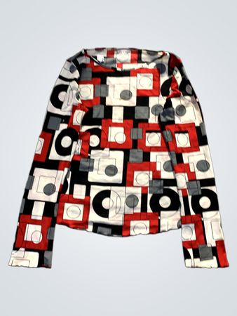 POPIN Langarm T-Shirt mit geometrischem Druck
