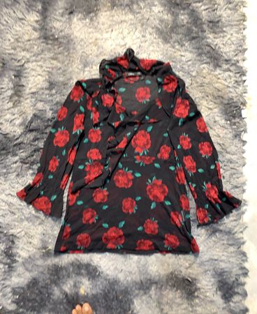 LINDEX Schwarze Rose Druck Langarm-Top