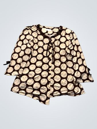 LUXE Damen Braun und Creme Pünktchen Pailletten Langarmshirt