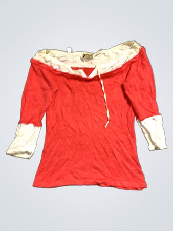 YOU Young Order Unlimited Rotes und Weißes Off-the-Shoulder Top