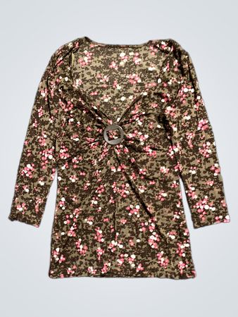 Blumendruck Langarmtop mit Schnallendetails