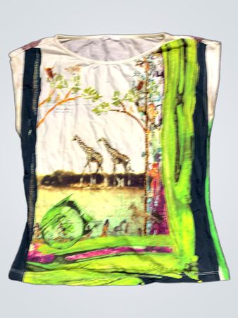 T-Shirt mit Giraffen- und Leopardenmuster