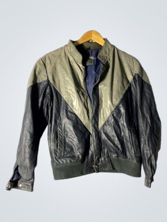 Two-tone leather jacket
