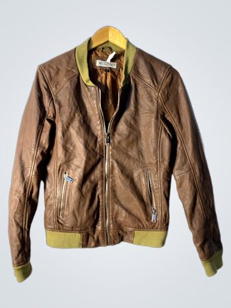 WELLFORD Braune Kunstleder Bomberjacke