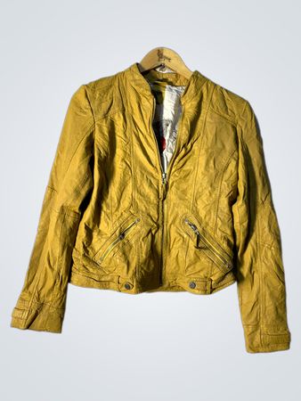 Gipsy Yellow Faux Leather Moto Jacket