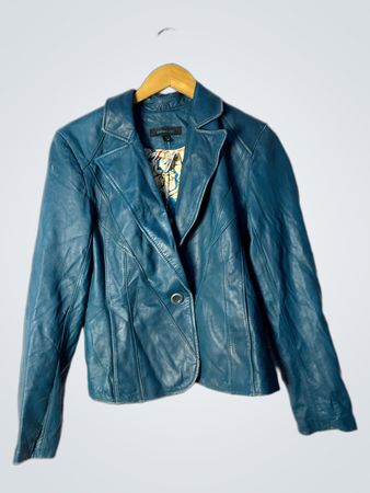 Senastudio Teal Leather Blazer