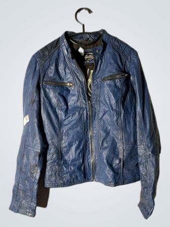 Gillie Damen Blau Lederjacke Größe 36