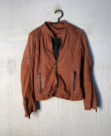 Brown Leather Biker Jacket