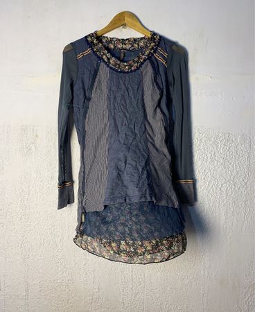 MESSENGER Langarm-Patchwork-Blumenmusterkleid