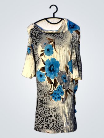 Damen-Tunika mit blauer Blumenmuster