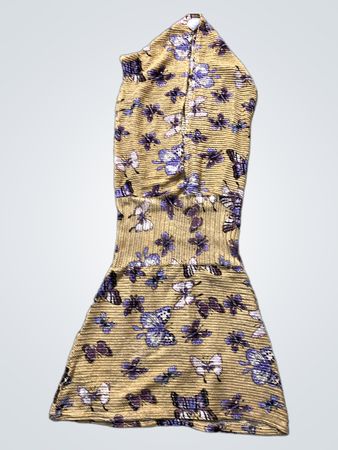 Beige Schmetterlingsdruckkleid
