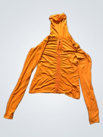 Almeria Orange Ruched Turtleneck Top