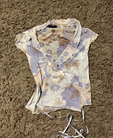 Vero Moda Floral Print Mesh Top