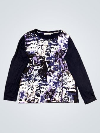 Anna Rose Kollektion Blauer Floral Schrift Druck Langarmshirt