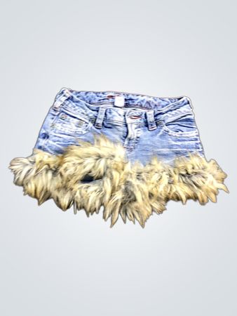 Silber Jeans Co. Mit Fellbesatz Denim Minirock