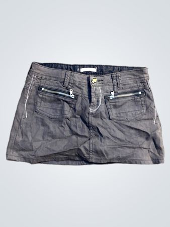 X-SPACE Damen grauer Minirock mit Reißverschluss-Taschen