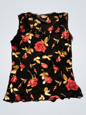 Schwarzes Tanktop mit Blumenmuster