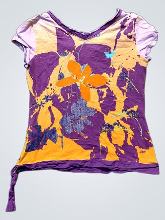 NEW MAN Abstract Floral Print V-Ausschnitt T-Shirt