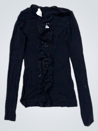 D.Exterior Schwarzes Rüschenshirt mit langen Ärmeln