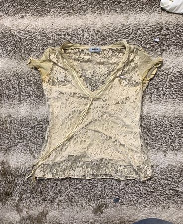 PABIA Spitzen Transparente V-Ausschnitt Bluse