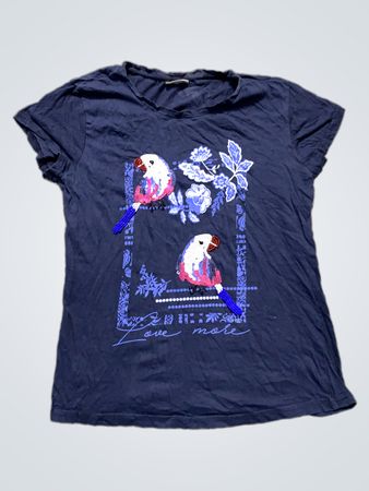Beloved Damen Blau T-Shirt mit Papagei Grafik
