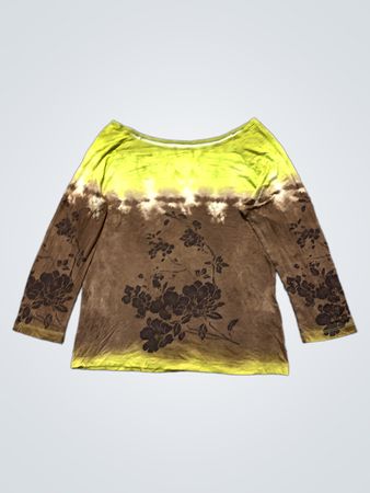 Langärmliges Batik-Blumenoberteil