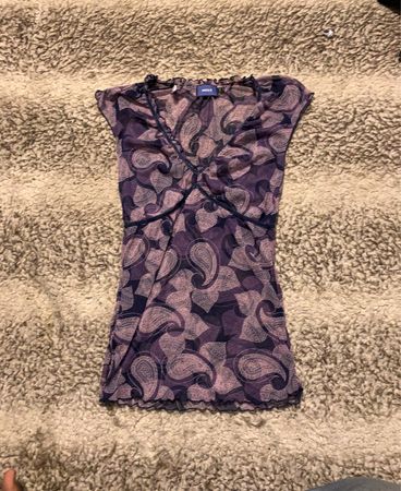 Mexx Purple Paisley Sheer Cap Sleeve Top