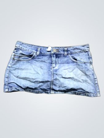 Pinstripe Denimwear Damen Blaue Denim Minirock Größe 14