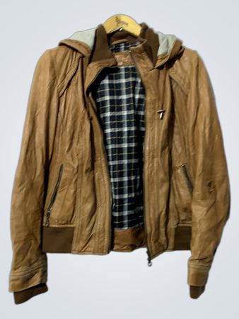Next Leather Brown Hooded Jacket