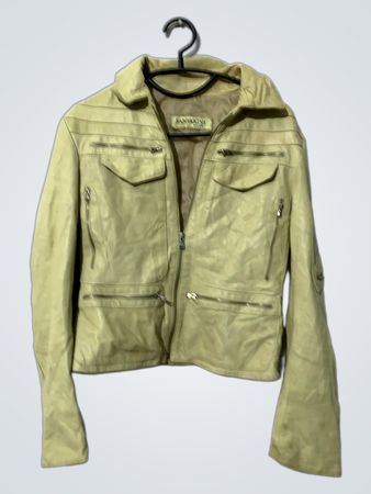SANTARINI Damen Helle Gelbe Lederjacke Hergestellt in Italien