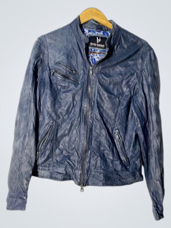 bruno banani blue leather jacket