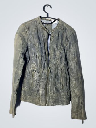 Veste de motard en cuir gris HUGO BOSS
