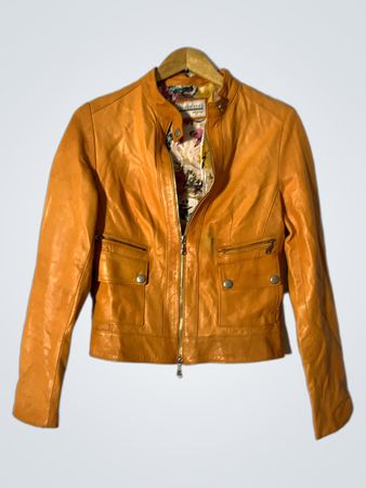 ROSSODISERA Orange Leather Jacket