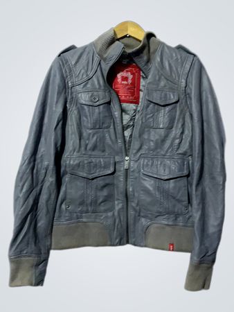 edc women's grey leather jacket