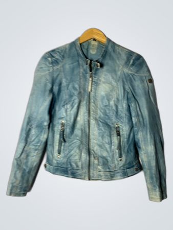 Moxy Blue Leather Biker Jacket