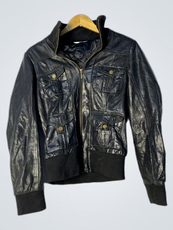 Veste bomber en simili cuir noir Promod