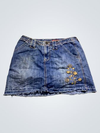 Faded Glory Denim-Minirock mit floralem Stickerei