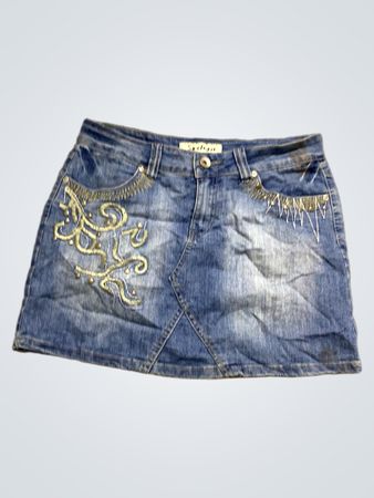 Sushan Jeans Denimrock mit Verzierungen