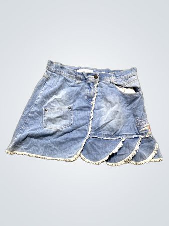 KOOKAI Blauer Denim-Rock mit floralen Stickereien