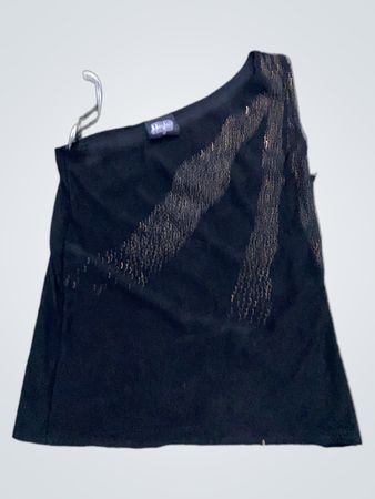 Pilot Schwarzes Ein-Schulter-Oberteil mit Pailletten