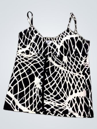 Schwarz-weiß gemusterte Cami mit Rhinestones