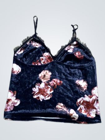 Samt Blüten Spitze Besatz Cami