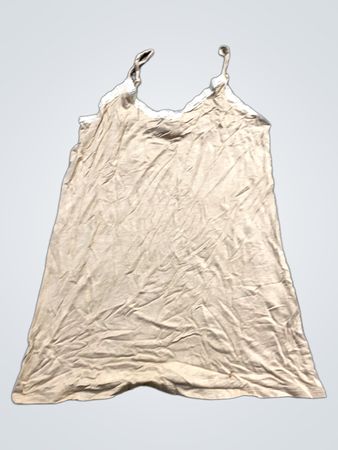 Beige Spaghettiträgershirt mit Spitzenbesatz