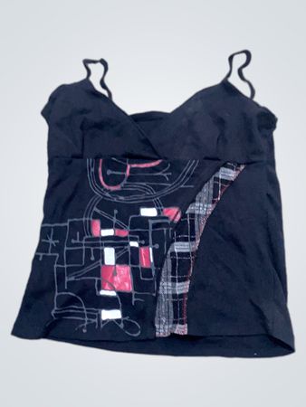 Schwarzes Camisole-Top mit geometrischem Druck